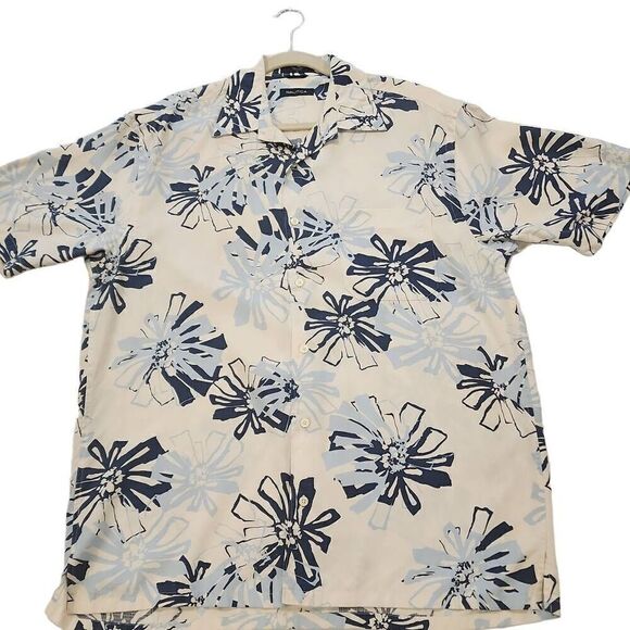 Nautica Other - Nautica 100% Silk Men's Size Large Button Front Short Sleeve Shirt Front Pocket
